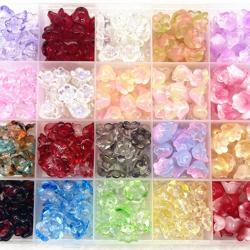 New 20pcs 7X12mm Bellflower Lampwork Beads Caps Glass Spacer Beads for Jewelry Making DIY Handmade Bracelets Hairpin