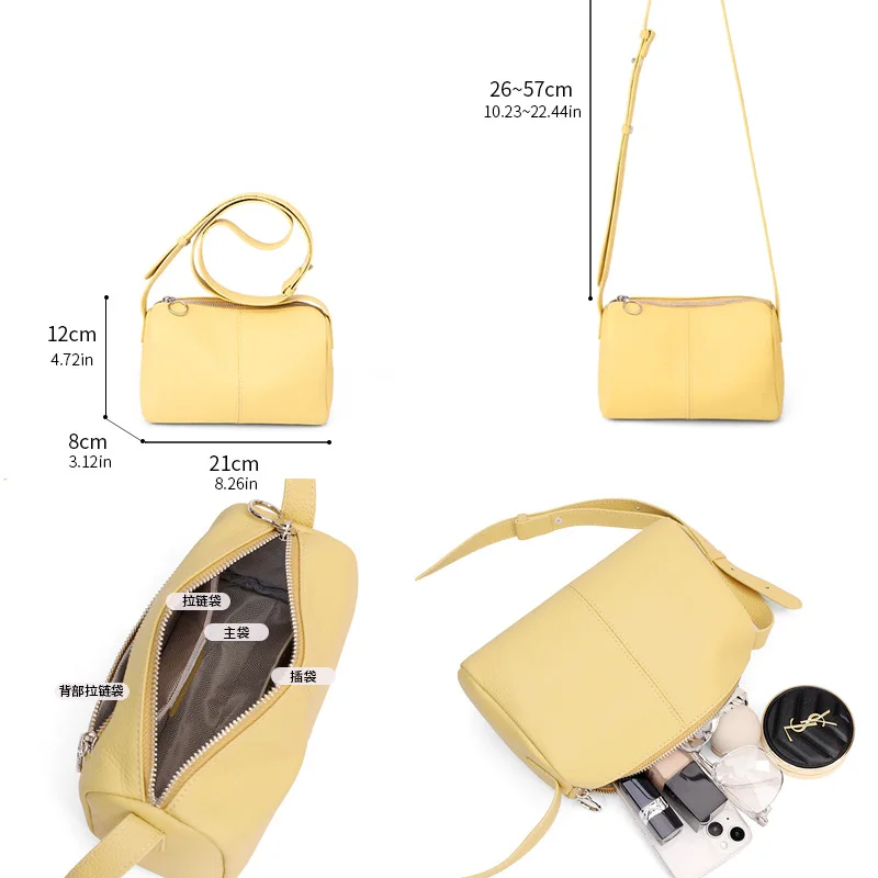 Cowhide b women's cylinder  casual versatile simple wind messenger  change bag