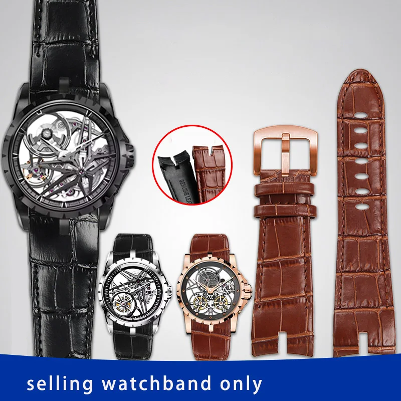 Correa de reloj Roger Dubuis de piel de vaca para hombre serie King EXCALIBUR accesorios de correa de reloj con muescas pulsera de 26mm