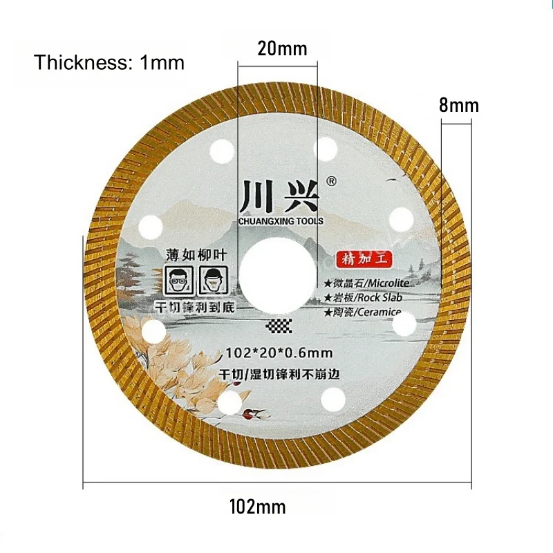 Imagem -02 - Disco de Corte de Telha de 102 mm Lâmina de Serra de Diamante Super Fina Roda de Corte para Porcelana Granito Mármore Lajes de Rocha Lâmina de Moedor de Cerâmica