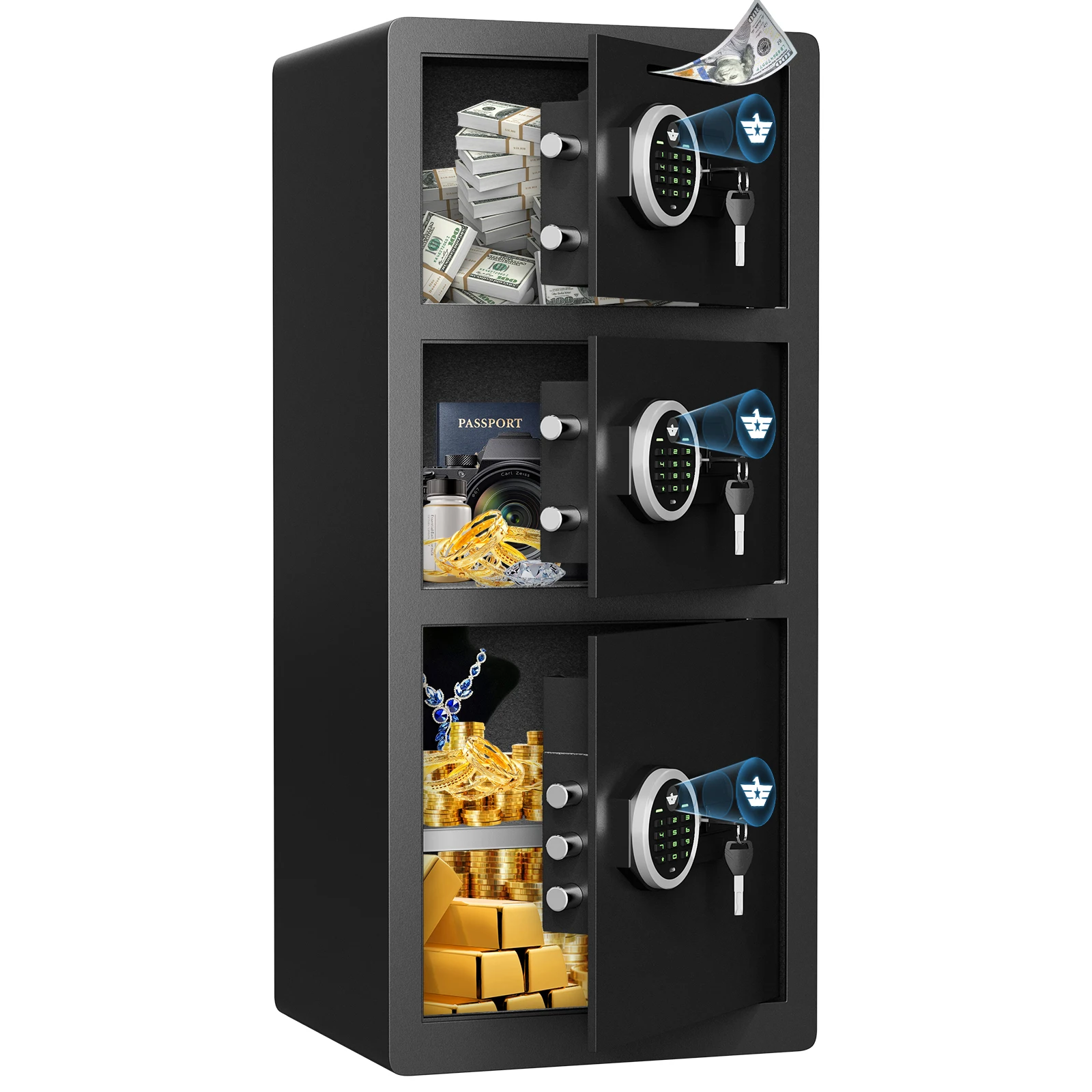 

Очень большой домашний сейф 8,0 куб, огнестойкий, водонепроницаемый, с 3-мя дверцами, цифровой сейф со слотом для быстрой доступа