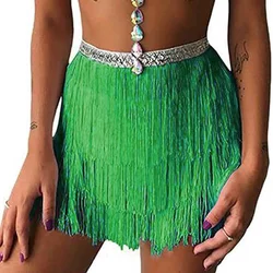 Women Latin Dance Skirt Sexy Three-layer Fringed Tassel Red Samba Tango Black Adults with Safety Pant Clothess