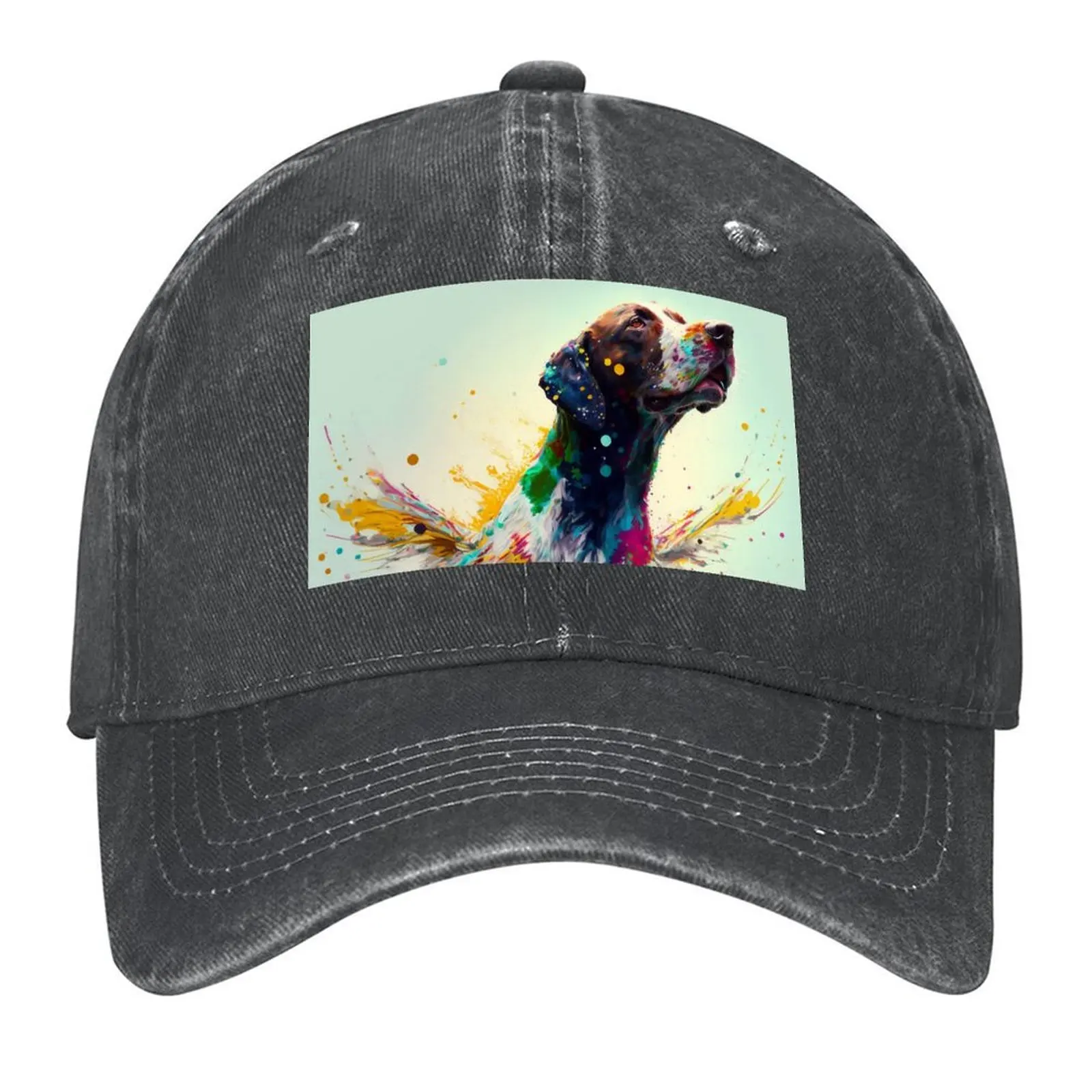 

German Pointer Dog Synesthetic Splash Painting Baseball Cap Hat Beach fishing hat Ball Cap Women's Hats For The Sun Men's