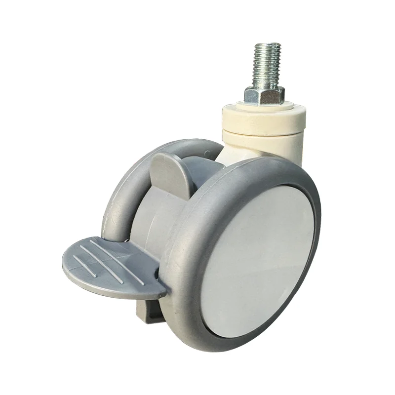 Medical mobile equipment casters 5 inches double PA PP material 125mm PU TPR soft black gray rotating to order