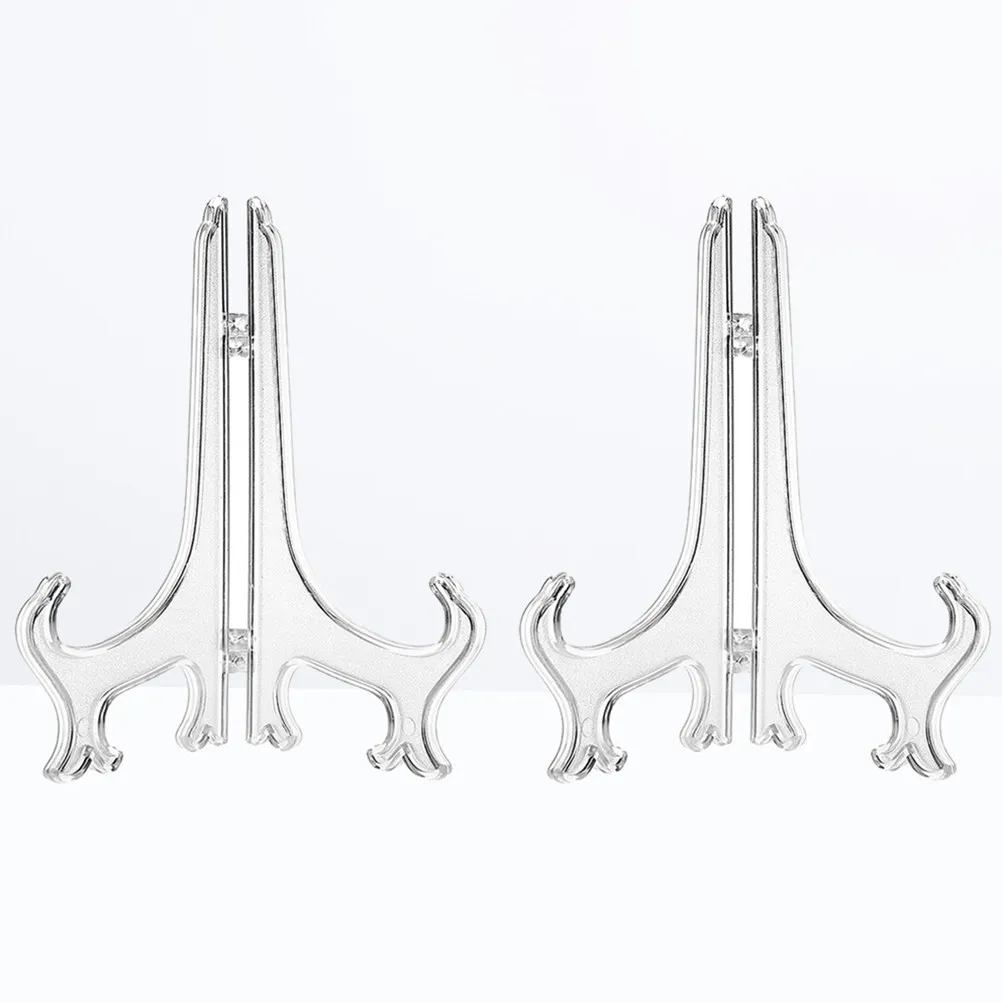 24Pcs Hanging Plate Bracket Transparent Plastic Folding Display Stand Curved Leg Dish Holder Desktop Rack for Home Office