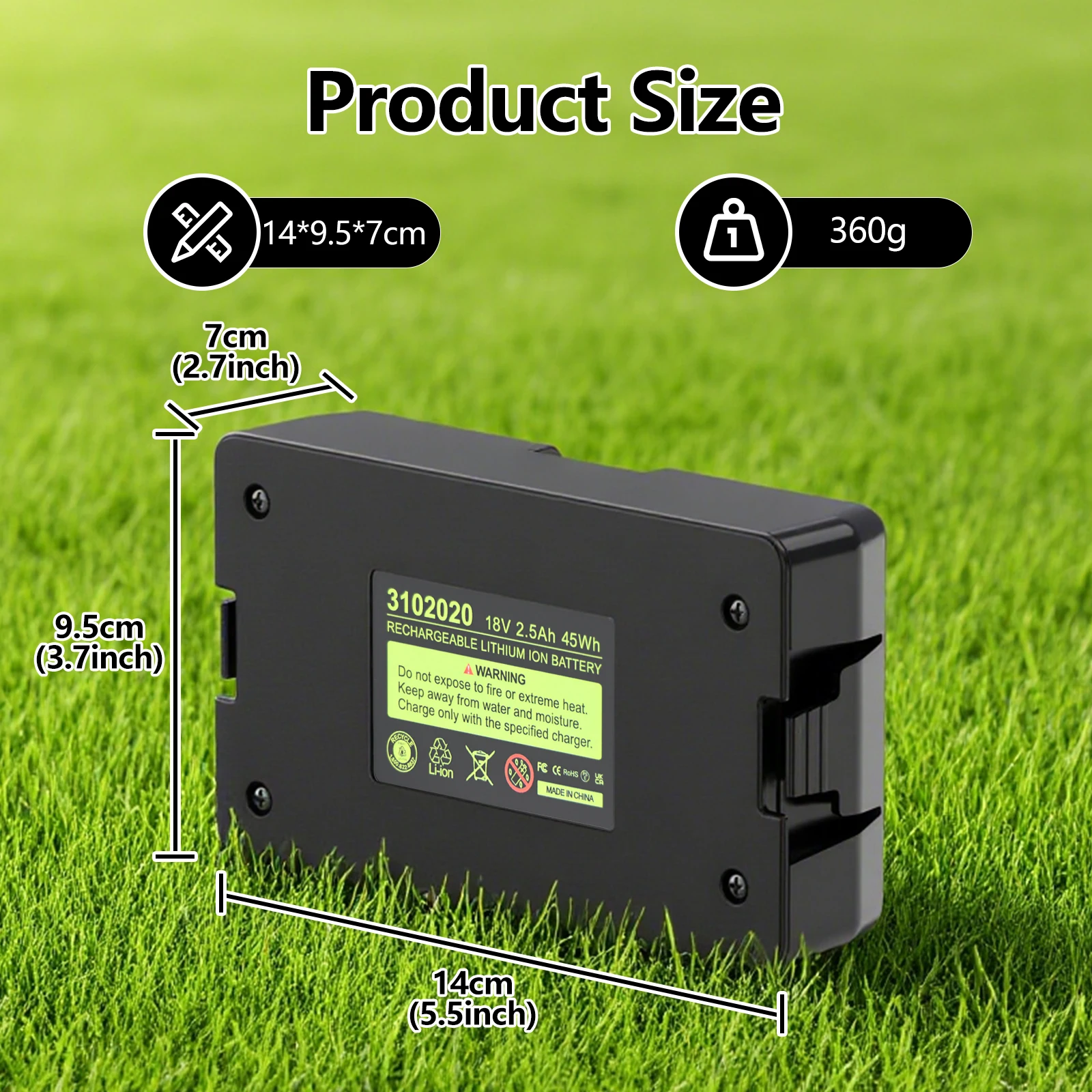 Dreamdash 18V 2.5Ah Li-ion Replacement Battery For Husqvarna Automower 115H/305/310/520 For Gardena Sileno Lawn Mower Robot Tool
