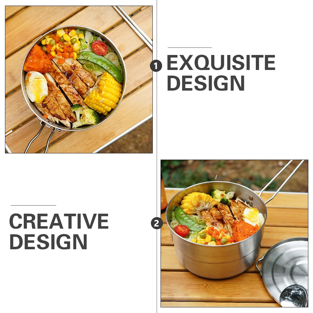 

Portable Folding Stainless Steel Pot Durable Non-stick Lightweight Camping Cookware Outdoor Kitchen Utensil for Hiking Picnic