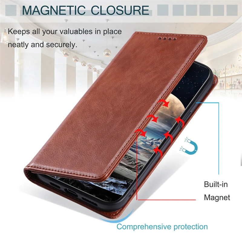 S23 S24 Ultra Leather Case For Samsung Galaxy S24 S23 S22 S21 S20 FE Note 20 Ultra S10 10 Plus 9 8 Magnet Flip Cover Case Funda