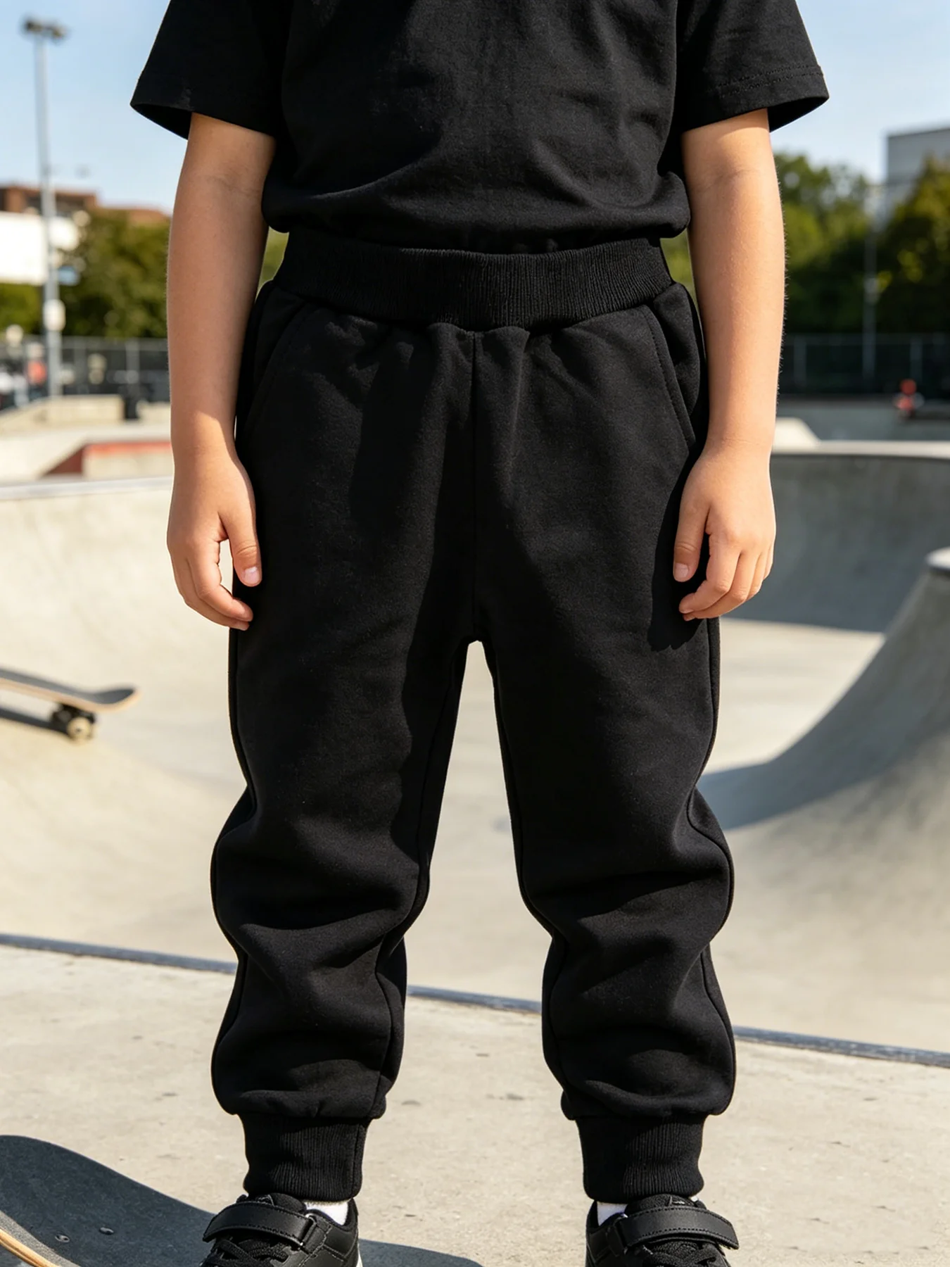 Kids Black Sweatpants, Elastic Waist Jogger Pants for Boys Girls, Casual Loose Trousers for Toddlers, Comfortable Sports Pants