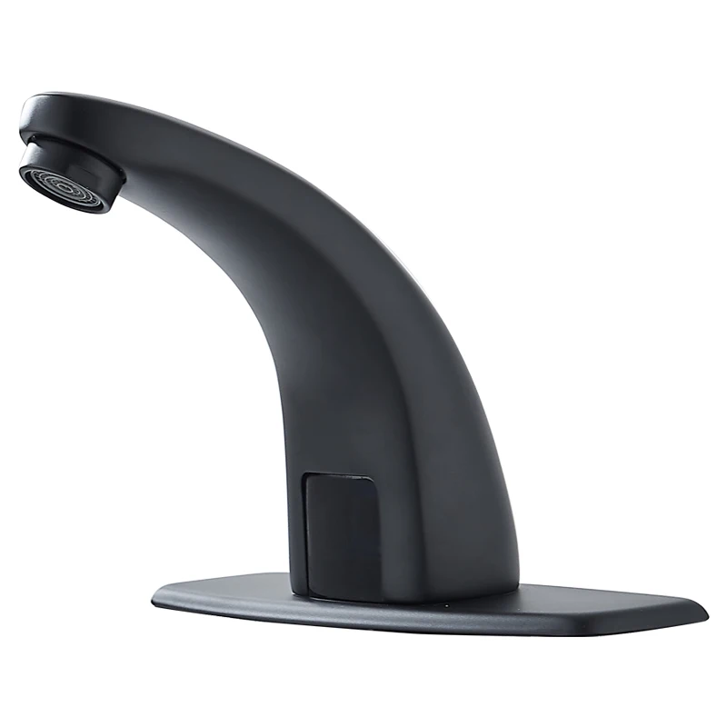 Black all copper induction faucet, hotel public bathroom, toilet, single cold and hot