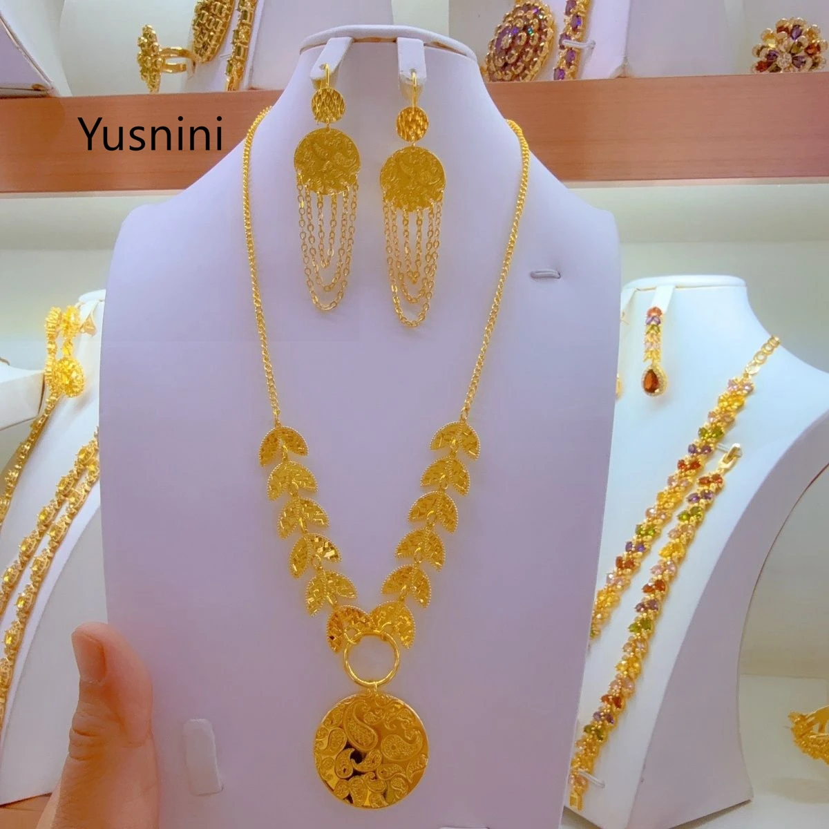 New French Dubai High end 24K Gold Plated Necklace Earrings Exquisite Wedding Engagement Party Jewelry Set for Lovers 888