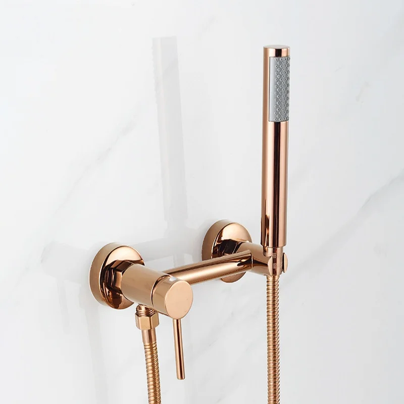 Rose Gold bathroom shower faucet brass Hot and Cold Brushed gold bath shower faucet wall-mounted Black bidet Faucet Set