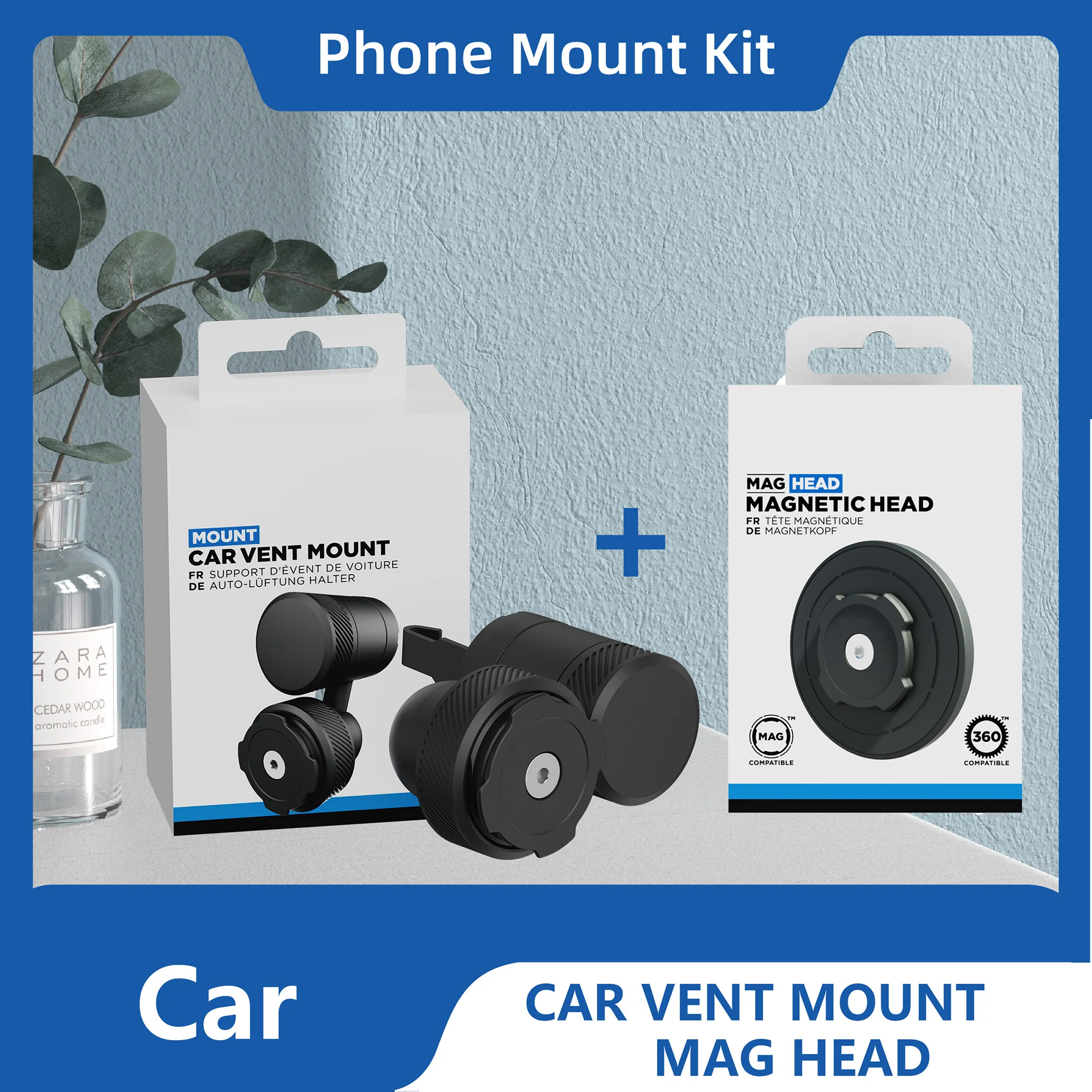 

Car Phone Mount Kit-Car Vent Mount and MAG Head