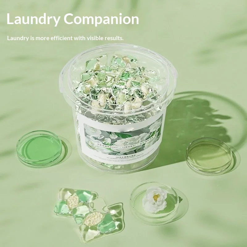 5D Camellia 5 in 1 Scented Laundry Detergent Pods Long Lasting Fragrance Deep Cleaning 50 Count Laundry Beads