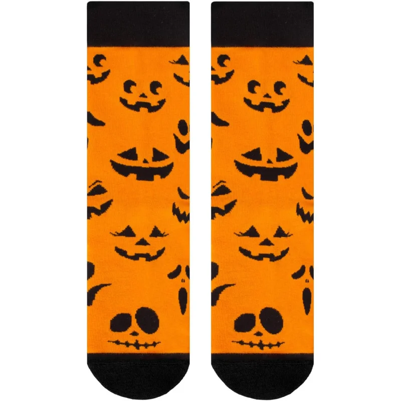 Halloween Gifts for Women Men, Spooky Fuzzy Long Socks, Horror Pumpkin Skeleton Socks, Crew Cotton Socks