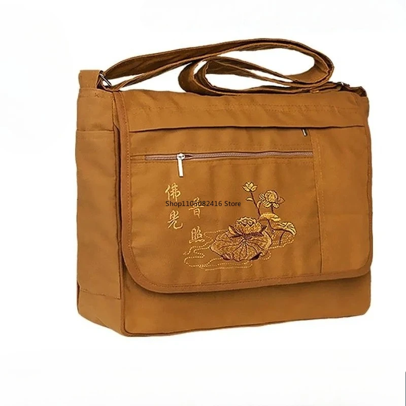 لوازم البوذية القطن قماش حقيبة كتف شاولين الراهب حزمة الحقيبة بوذا الكونغ فو الهلال حزم #3