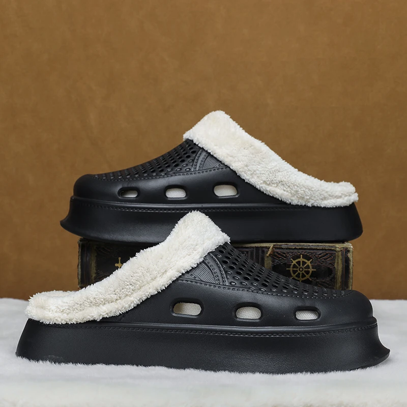

Fashion Winter Men's Cotton Slippers Warm Shoes For Man Outdoor Indoor Flats Mens Non-slip Breathable House Plush Warm Slippers