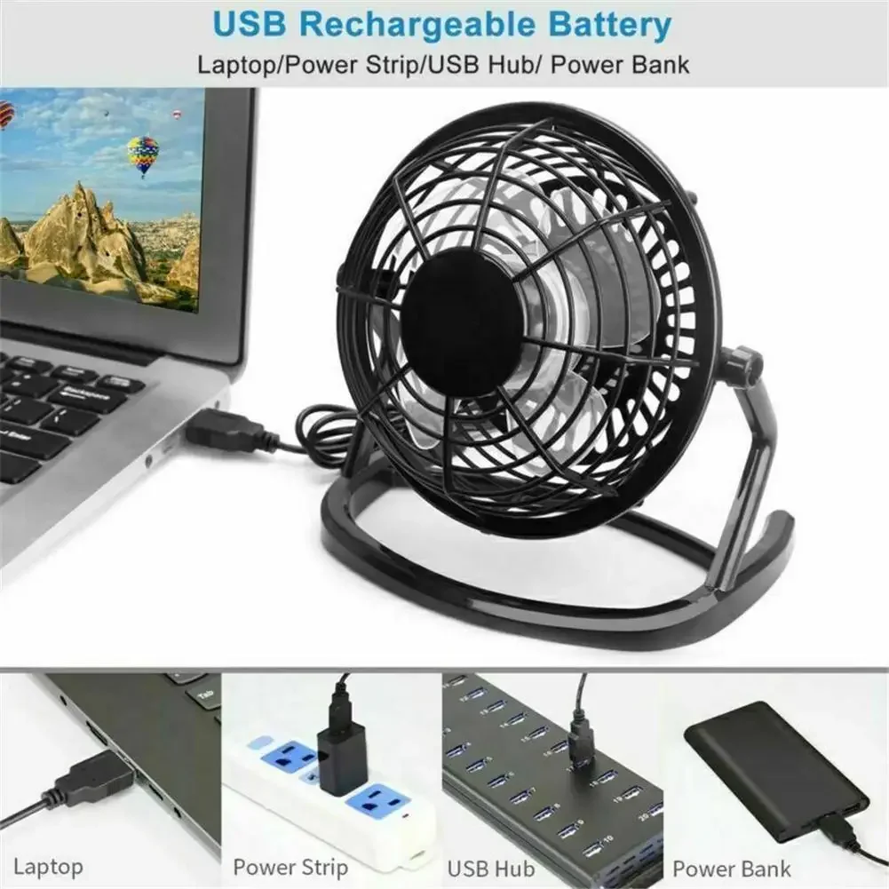 Portable DC 5V USB Mini Fan 4 Blade Desktop USB Fan - USB Powered Personal Table Fan