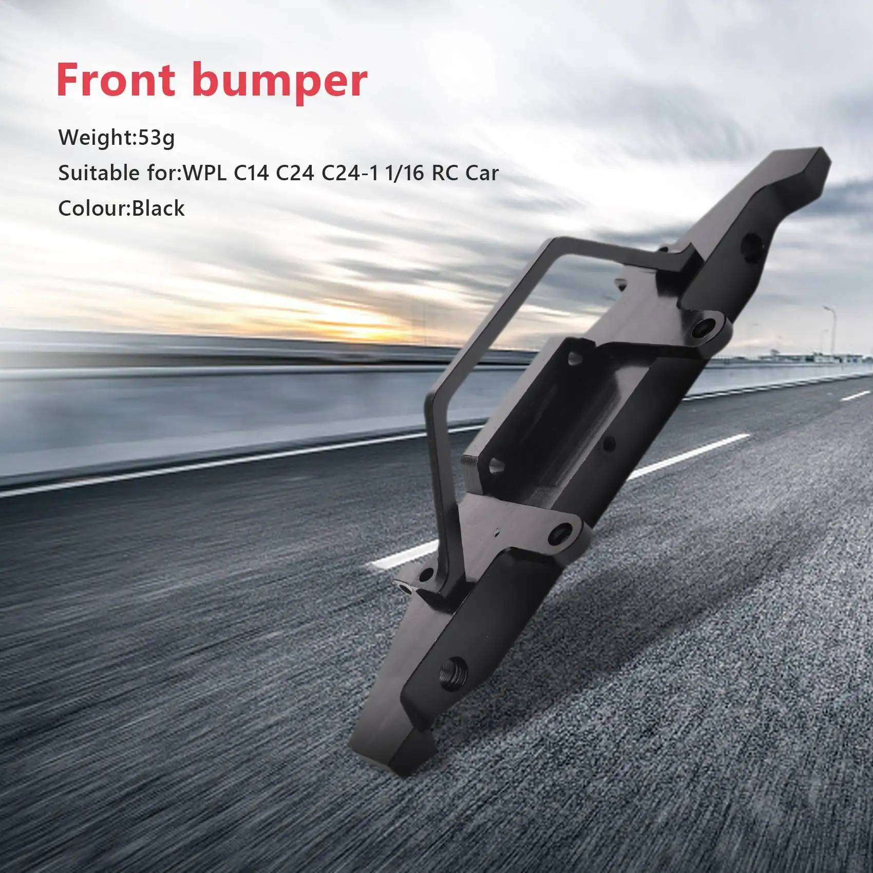 BAAA-กันชนหน้าโลหะสําหรับ WPL C14 C24 C24-1 1/16 RC รถ 4X4 รถบรรทุกและ Crawler อะไหล่อัพเกรดอุปกรณ์เสริม,สีดํา