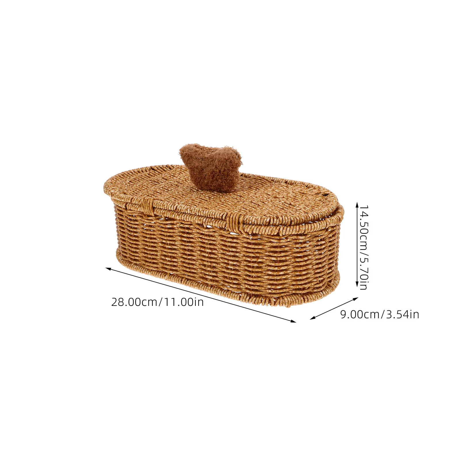 1pcs Storage Box Imitation Rattan With Bear Handle Woven Desktop Organizer For Office Home School Sundries Holder Household