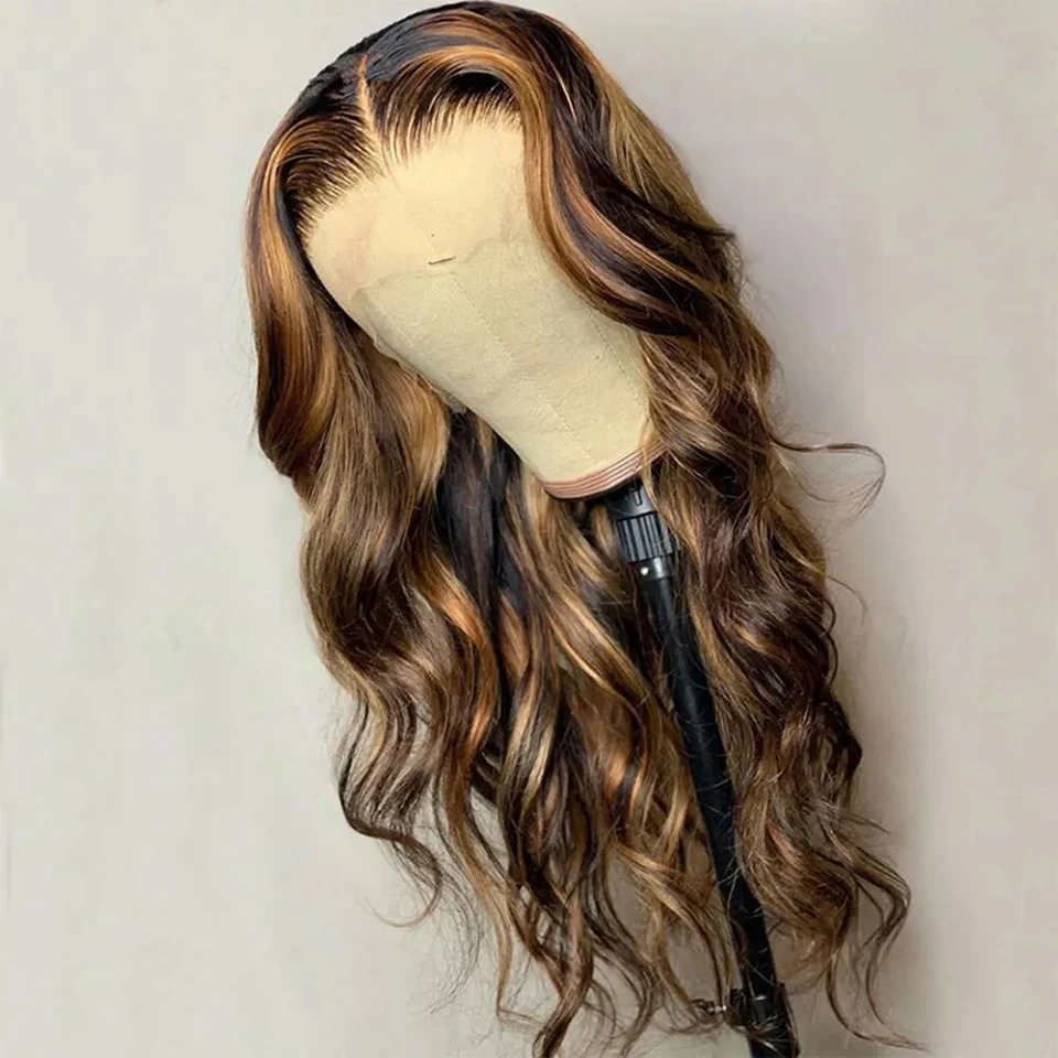 Highlight 27 Color Wig Human Hair Body Wave 4x4 Lace Closure Wig Color 4 27 Brazilian Colored Lace Part Middle Wigs P4 30 Color