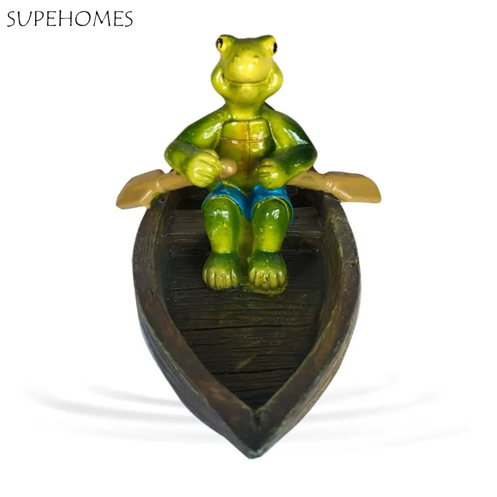 

Crafts Resin Frog Statue Cute Cartoon Animal Sculpture Waterproof Floating Pond Ornament Fish Pond