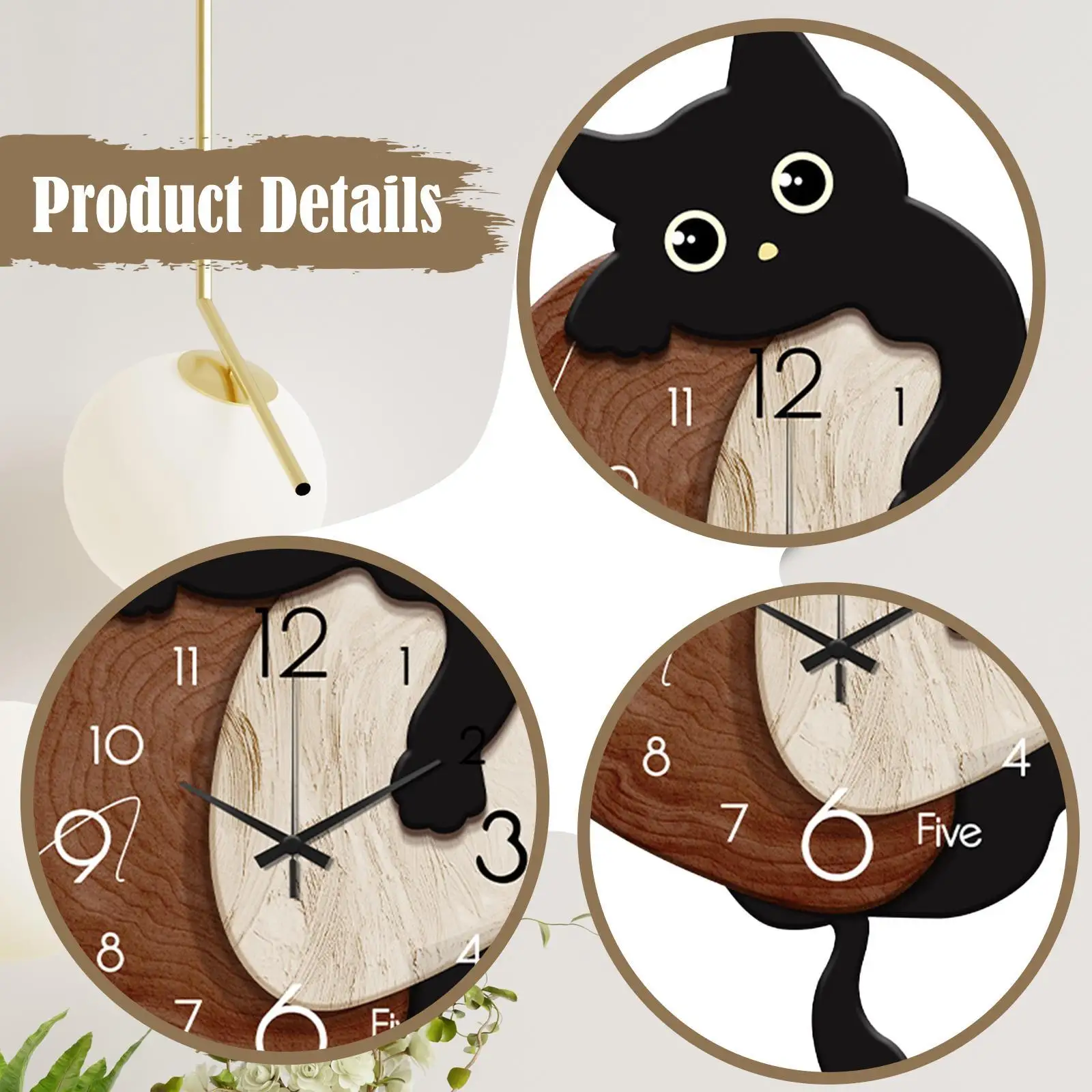 Whimsical Cat Wall Clock with Swinging Tail Feature for Modern Home Decoration Living Room Gift Idea