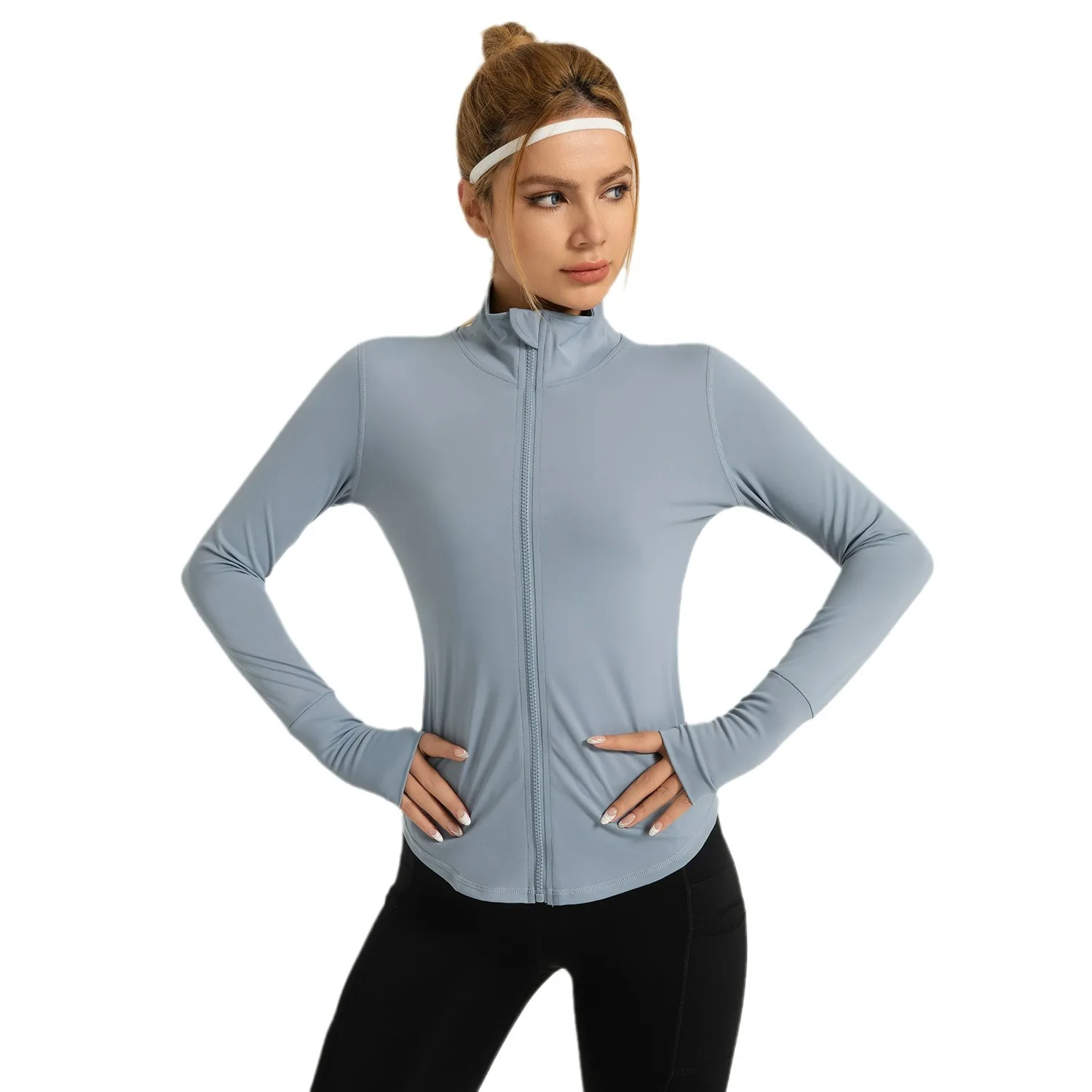 Yogajack Hardloopfitness Fietsen Winddicht Sneldrogend Slim-Fit Sportjack Vrouwen Fietsshirt