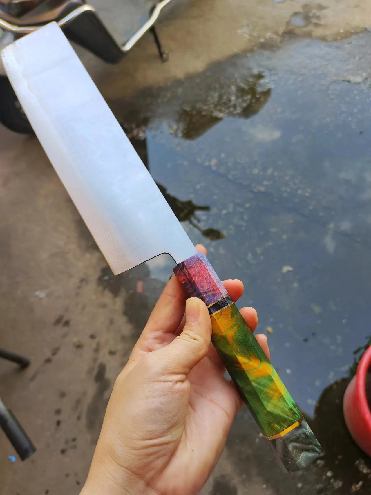 

7.5 Inch Nakiri Knife Random Handle VG10 Steel Blade Cutlery Sharp Chef Cleaver Meat Slicing Vegetables Japanese Kitchen Knives