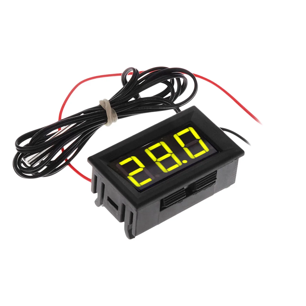 

High Precision Digital Thermometer 3 Digits Display Waterproof Probe 1m Wire Blue Red Yellow Ideal for Refrigerators Cars