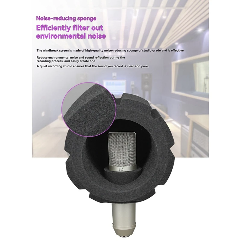 F2 Microphone Screen Acoustic Filter Sponge Wind Screen to Filter Vocal Soundproof Recording Filter Windscreen B-A12I