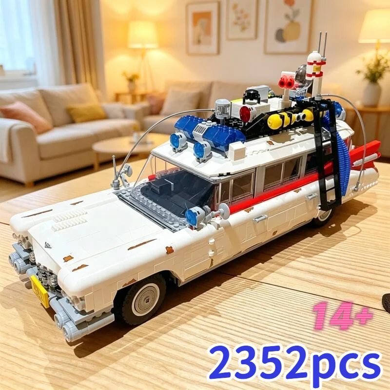 Nuevo Lanzamiento: Bloques de Construcción Ecto-1 de los Cazafantasmas, 2352 Piezas, Modelo de Coche 10274, Ladrillos de Exhibición para Niños y Adultos, Regalo de Halloween y Navidad