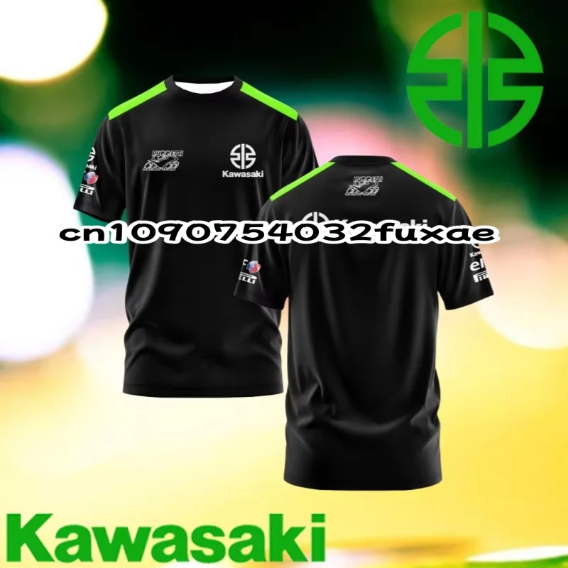 

Лето 2022, гоночный костюм Kawasaki, мужская быстросохнущая футболка, хит продаж, мотоциклетный повседневный дышащий свободный модный костюм с короткими рукавами