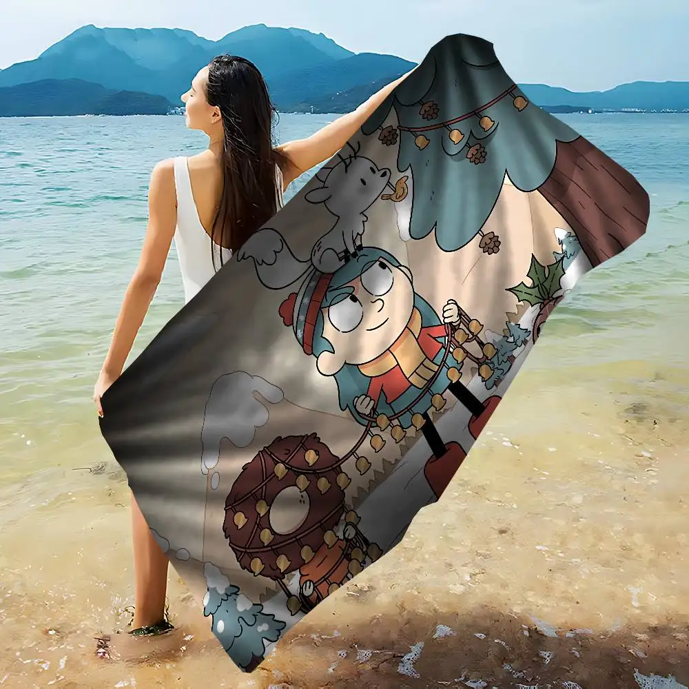 H-Hilda Cartoon Bath Towel Microfiber Soft Water Absorbing Breathable For Girl Kids Decorative Cartoon Beach Towel