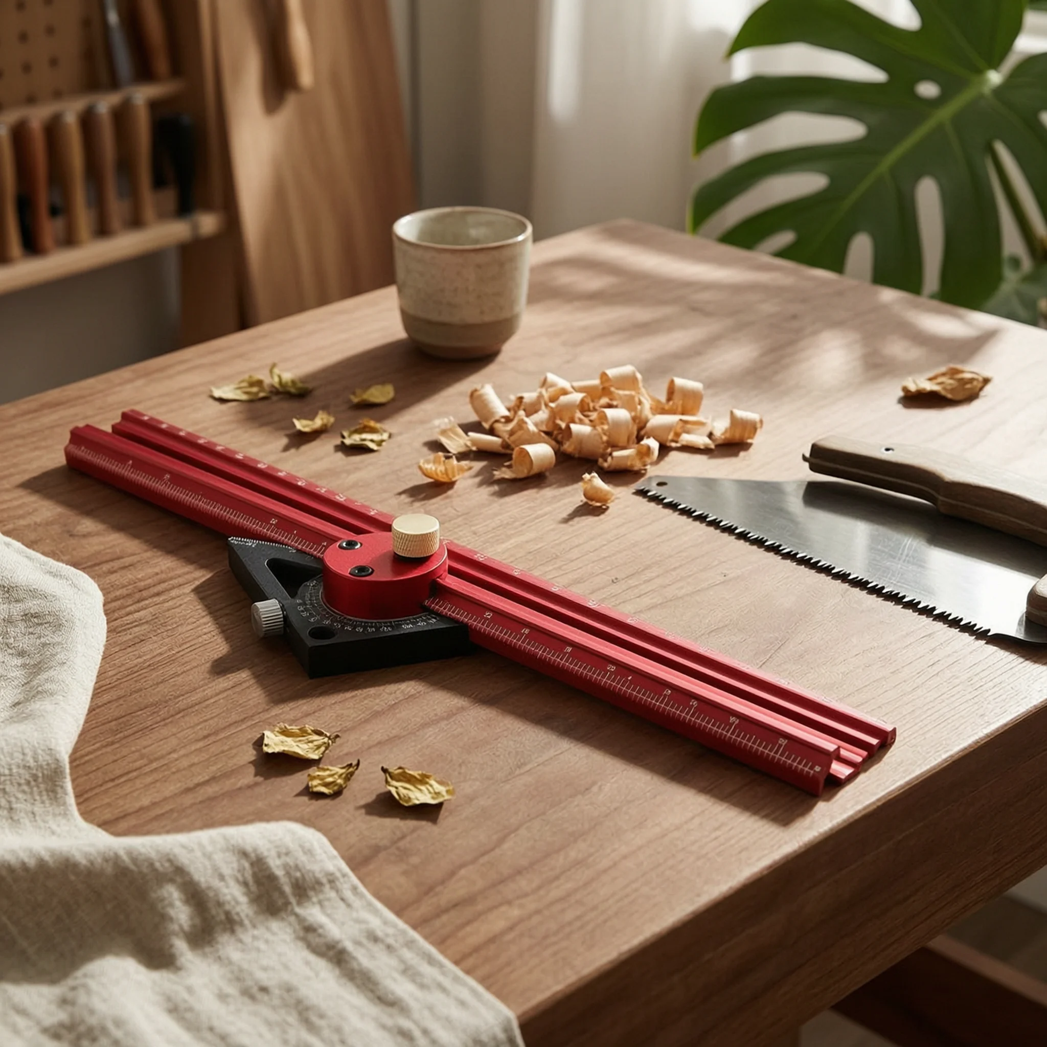 木工用マーキング定規-締め付けノブ付き-角度調整可能な定規-穴あけ位置ガイド-穴あき測定スケール