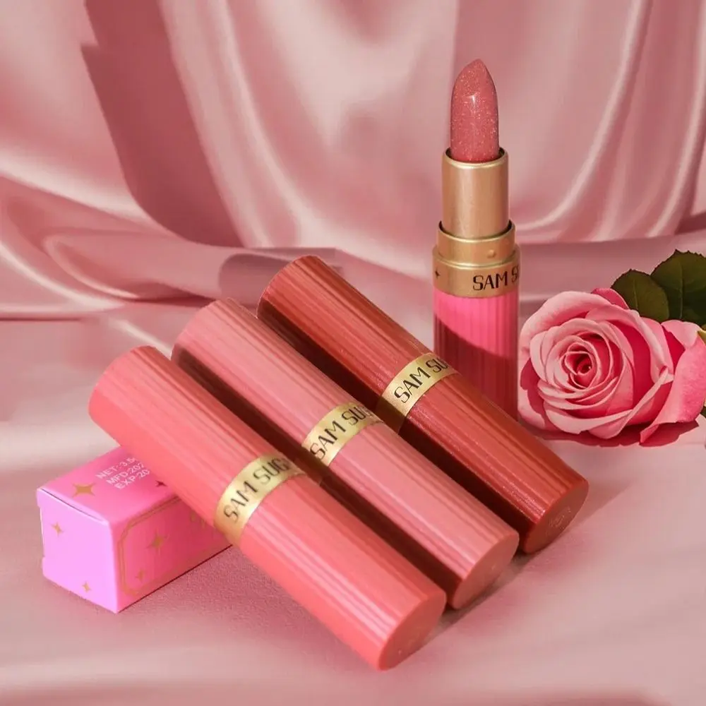 New Waterproof Glitter Lipstick Long Lasting Non-Fade Lip Gloss Chocolate Brown Lipstick Cosmetics