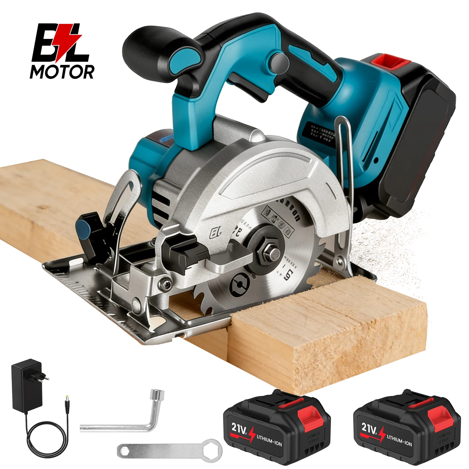 Sierra circular sin escobillas de 125 mm, sierra eléctrica inalámbrica ajustable, máquina para trabajar la madera, sierra manual para trabajar la madera, compatible con batería Makita
