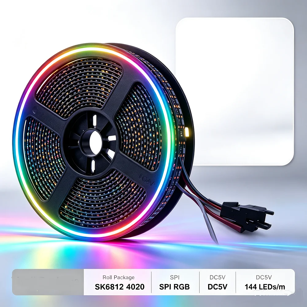 WS2812B 144 LEDs/m DC 5V RGB 4020 5mm Breite Dreamcolor Vollfarbig Seitlich Abstrahlende Digital Individuell Adressierbare LED-Streifen