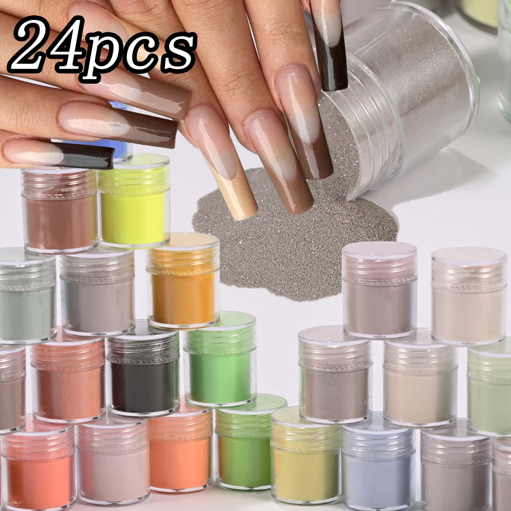 

24Color Acrylic Nail Powder Set Nude Brown Professional Acrylic Powder for Nail Art 3D Sculpture French Nail Extension (5g/Jar)