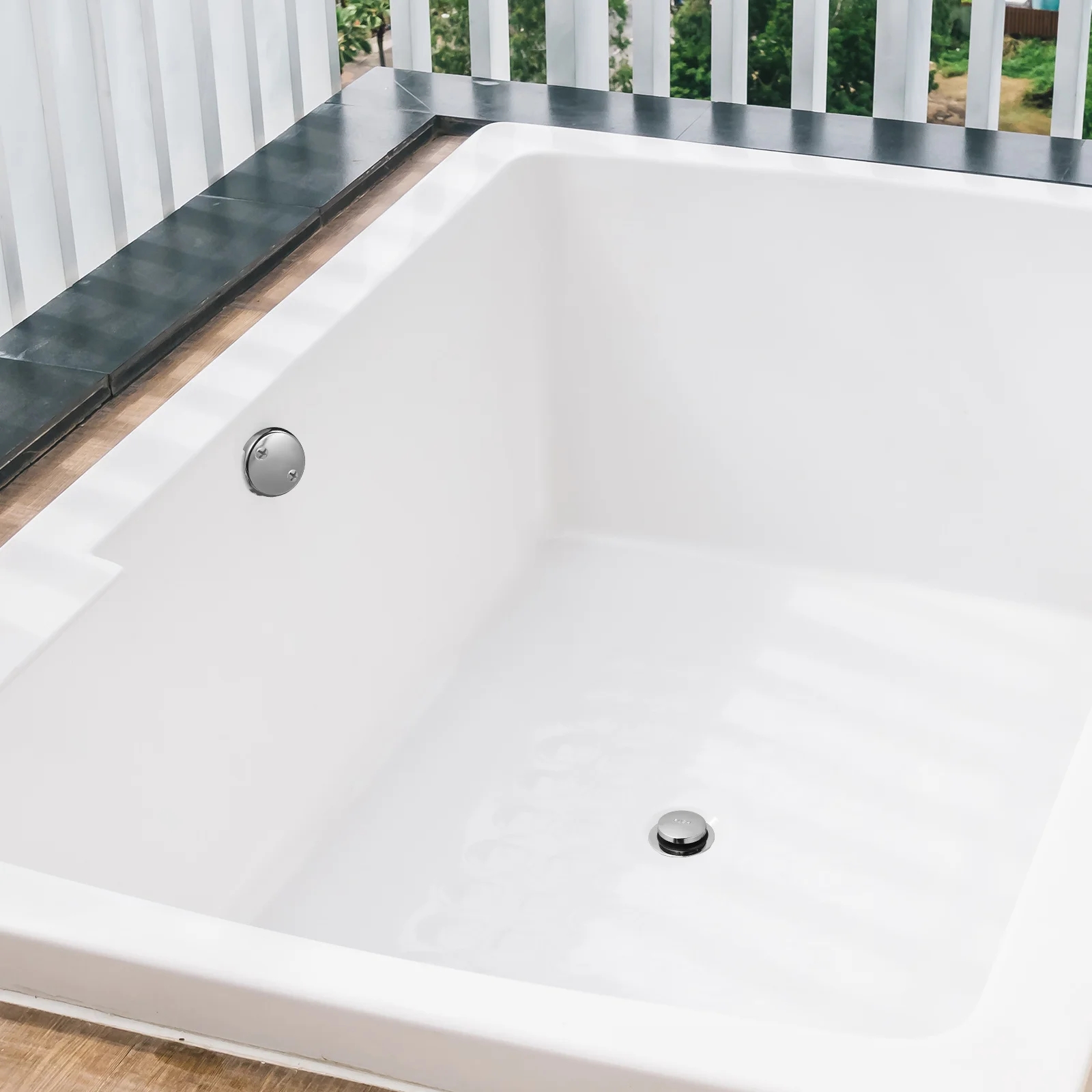 

1Set Bathtub Drain Stopper Kit Dual Hole Overflow Plate Bathroom Tub Replacement Strong Materials Watertight Seal