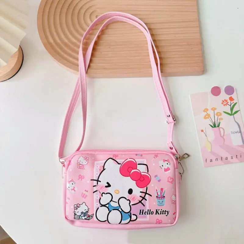 Kawaii Sanrio Coin Purse Hello Kitty My Melody Little Twinstars Cartoon Cute Double Layer Cell Phone Key Crossbody Bag Girl Gift