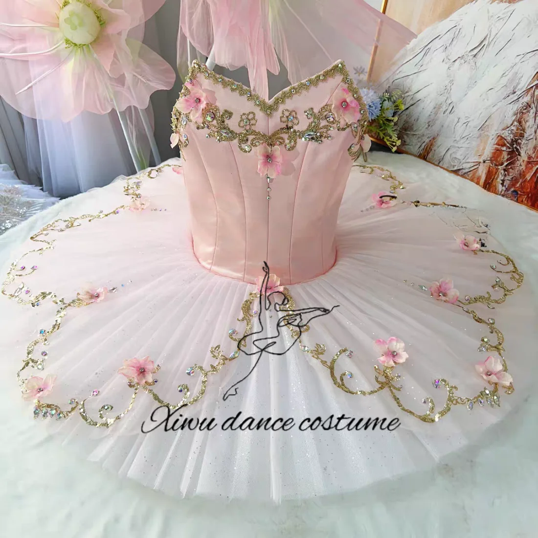 Poupée féerique personnalisée, Costume de spectacle de Ballet rose, jupe de Ballet pour enfants, robe de Ballet personnalisée