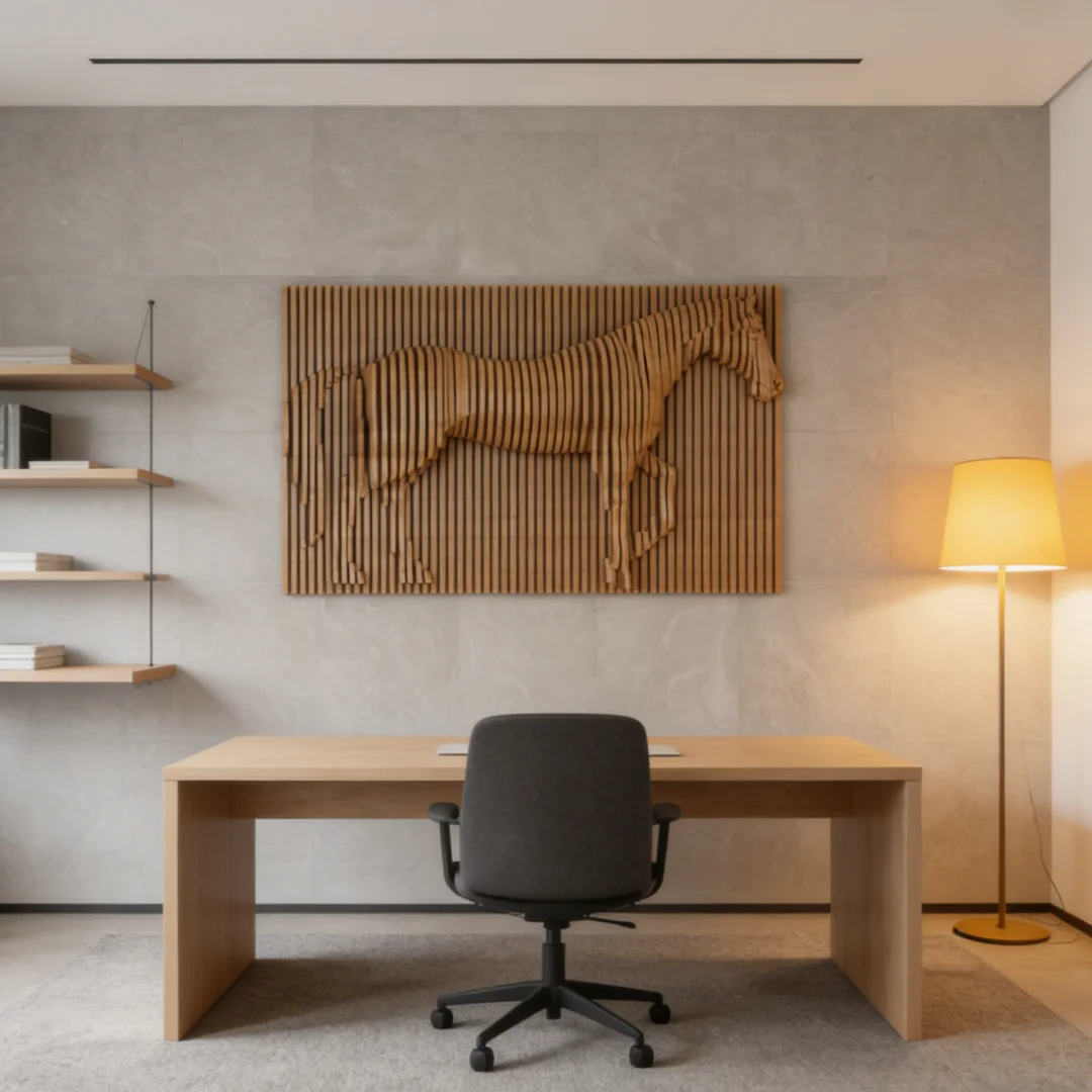 ！@3D Horse Pattern Wood Panel Parametric Wall Decor Interior Premium Wood Artistic Gift for Living Room