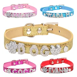 Personalized Id Dog Collars Rhinestone Dog Pendant Adjustable Puppy Kitten Neck Strap Anti-Lost Pet Cat Collars Dog Accessories