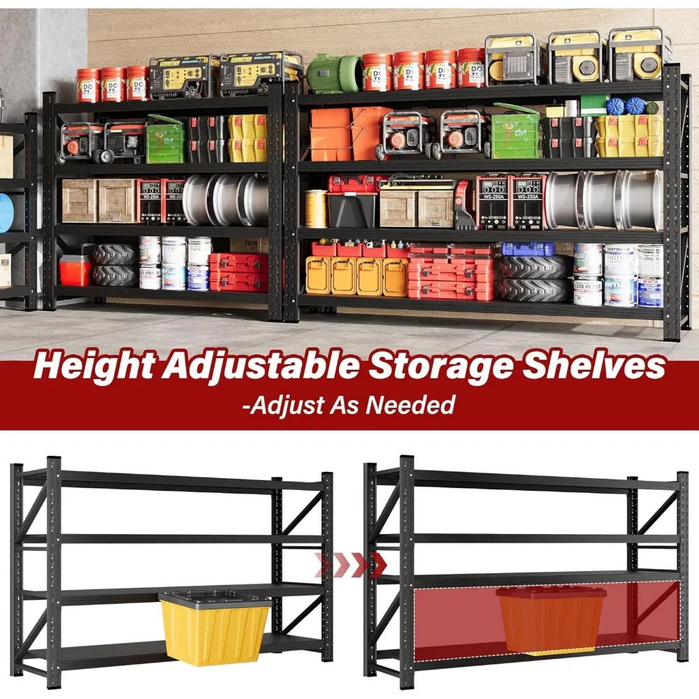 Heavy Duty 48 Wide Metal Storage Shelves - 3000 lbs Capacity, 24 Deep, Large Garage Racks for Industrial Use
