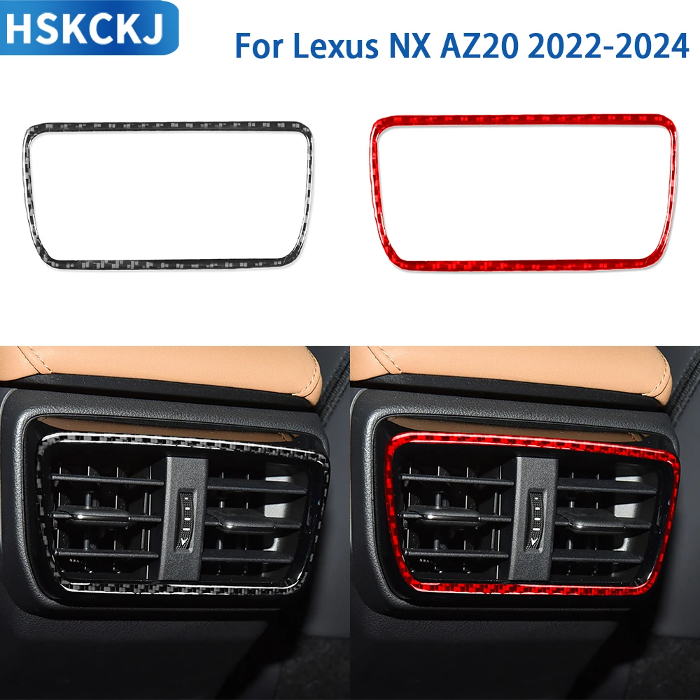 

For Lexus NX AZ20 2022-2024 Accessories Real Soft Carbon Fiber Car Interior Rear Exhaust Air Vent Panel Cover Trim Sticker