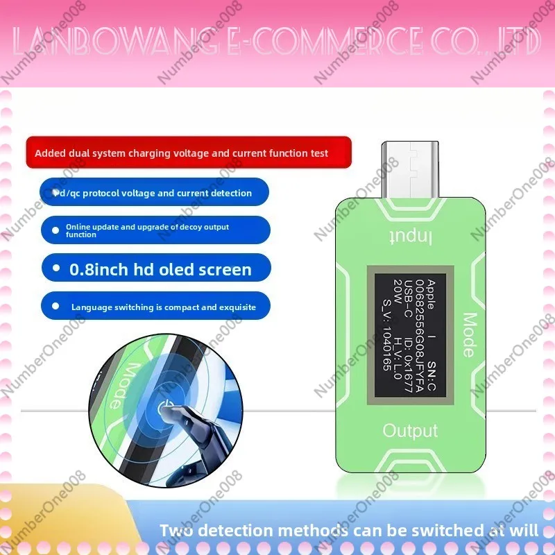 For JC CT02 PD QC Fast Charger Detector Tester Trigger Current Voltage Power Test Chinese English Switch