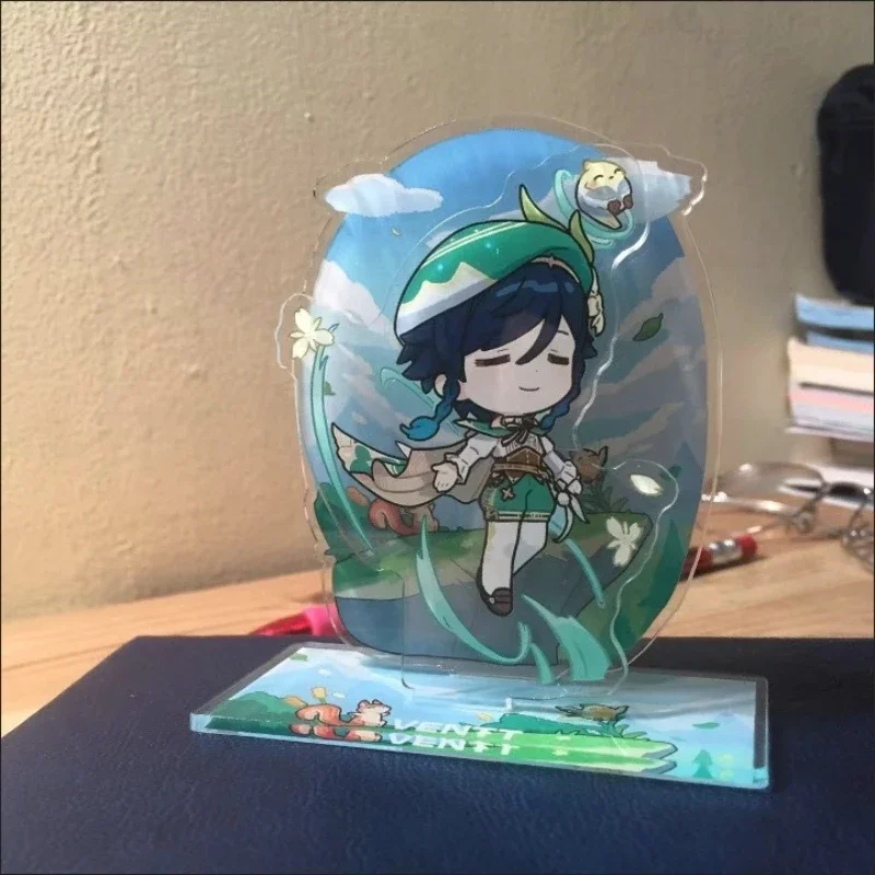 Genshin Impact Venti Double Insertion Figure Acrylic Standing Sign Stand Model Desktop Ornament Decora Collection Model Toy Gift