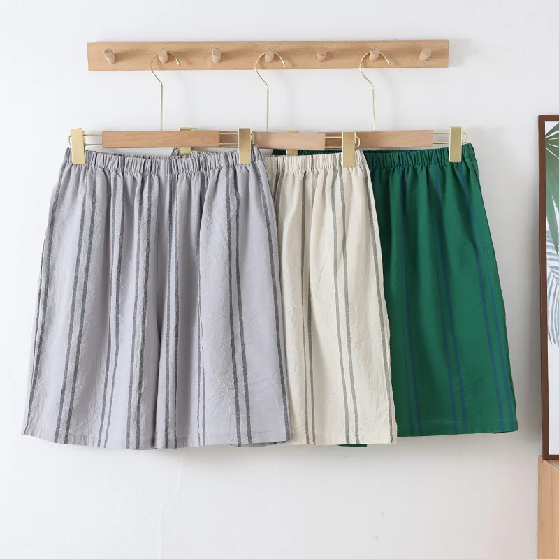 Multi Colors Vertical Striped Design Men's Summer Homewear Cotton Sleeping Pants Thin Casual Loose Oversized Shorts for Men