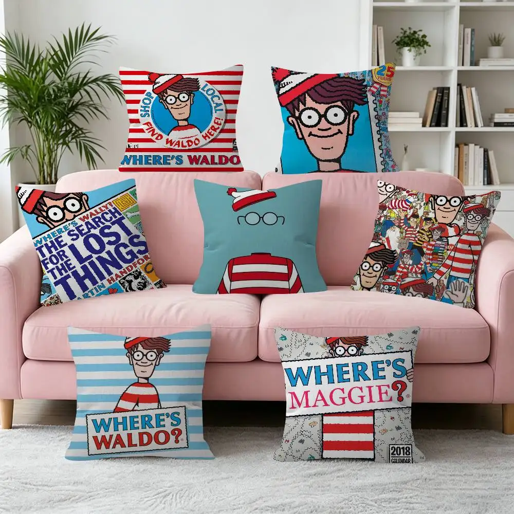 Game Wheres W-WallyS Waldo World Various  Decorative Room Aesthetics Pillow Case Home Decor Bedroom Sofa Bed Pillow Cover 45x45